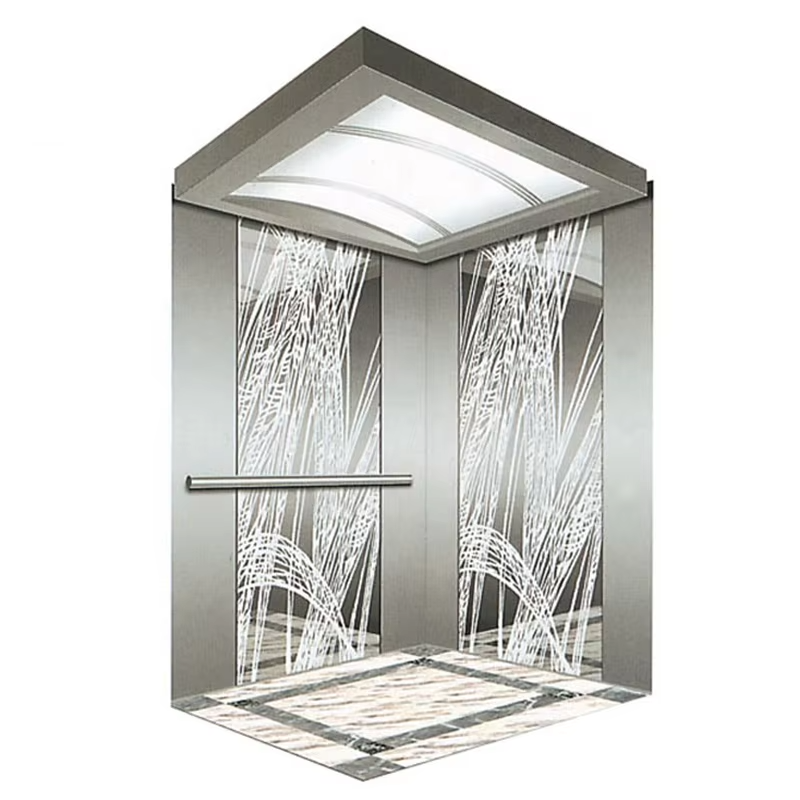 VTSP131 ステンレス鋼の低騒音滑り止め床と LED パネルを備えたモダンな商業用エレベーター キャビン