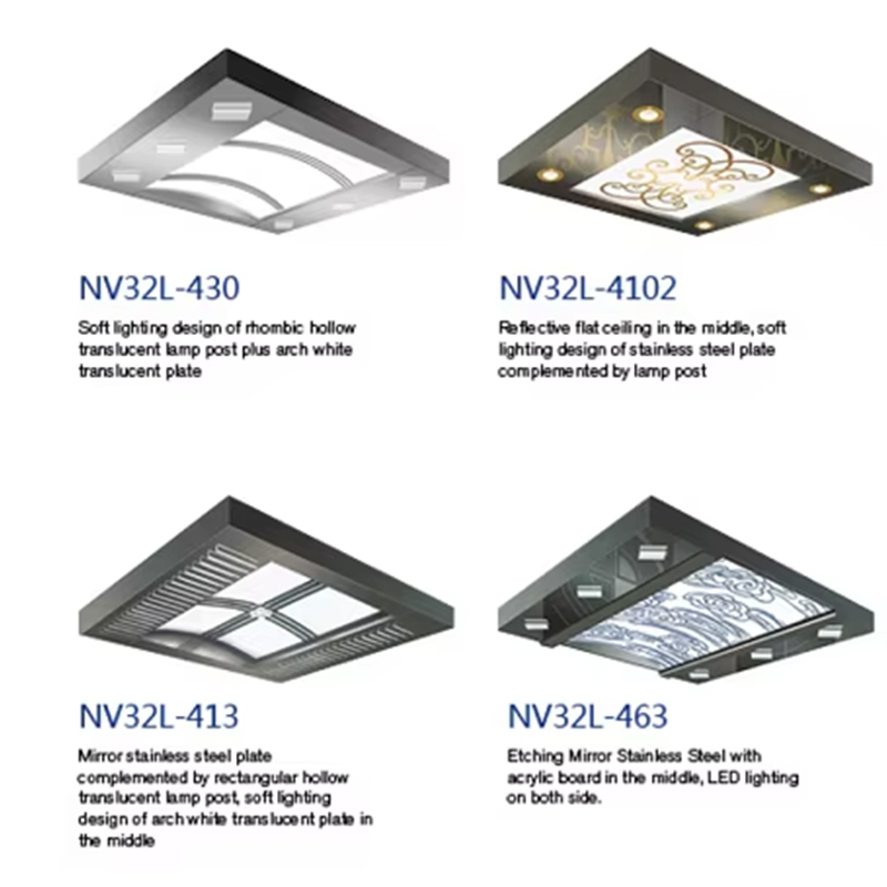 VTSP139 エレベーターキャビン装飾現代 LED エレベーターキャビン天井パネルステンレス鋼リフト天井デザイン